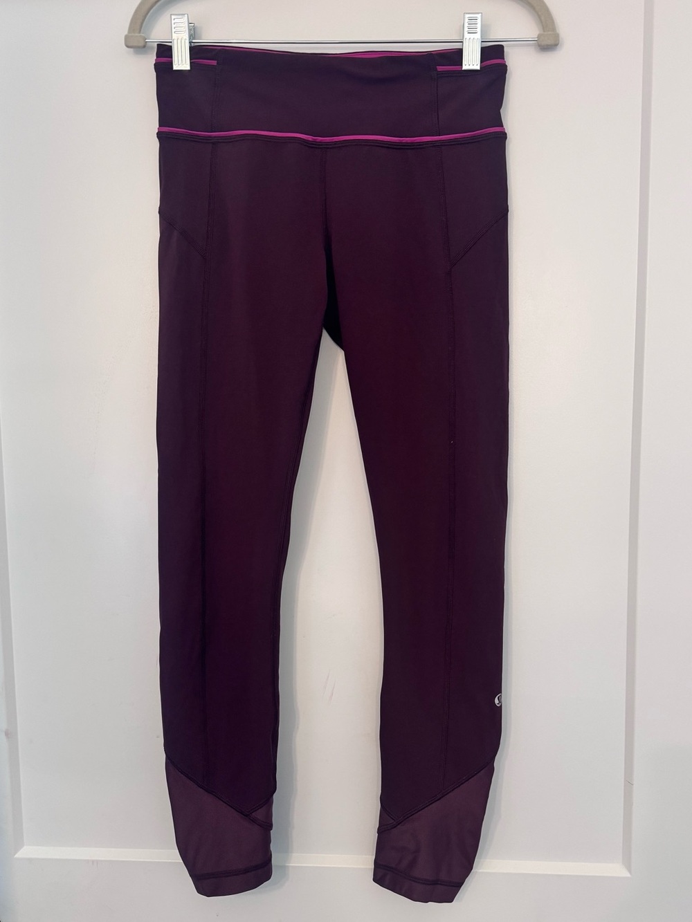 lululemon athletica Plum Leggings with Pink Trim